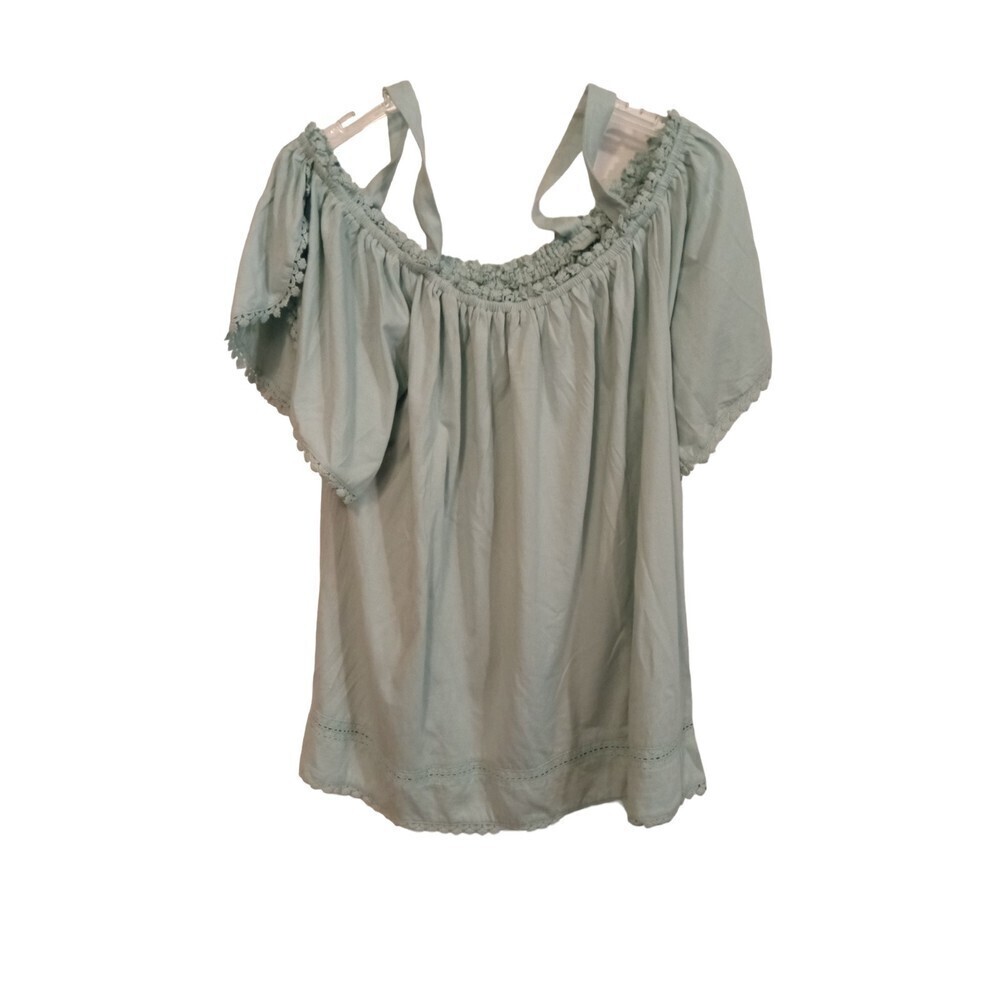 Roaman's mint color boho style strap and‎ loose fit sleeve blouse